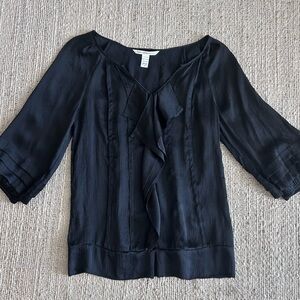 Diane Von Furstenberg Black Silk Top Size 6